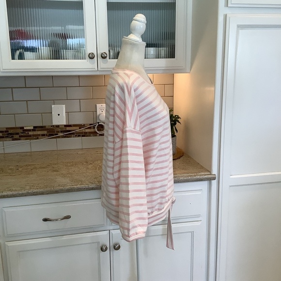 Pure Collection Pink & White Tie Front Pullover Sweatshirt Top Size 8/10 - Picture 4 of 10